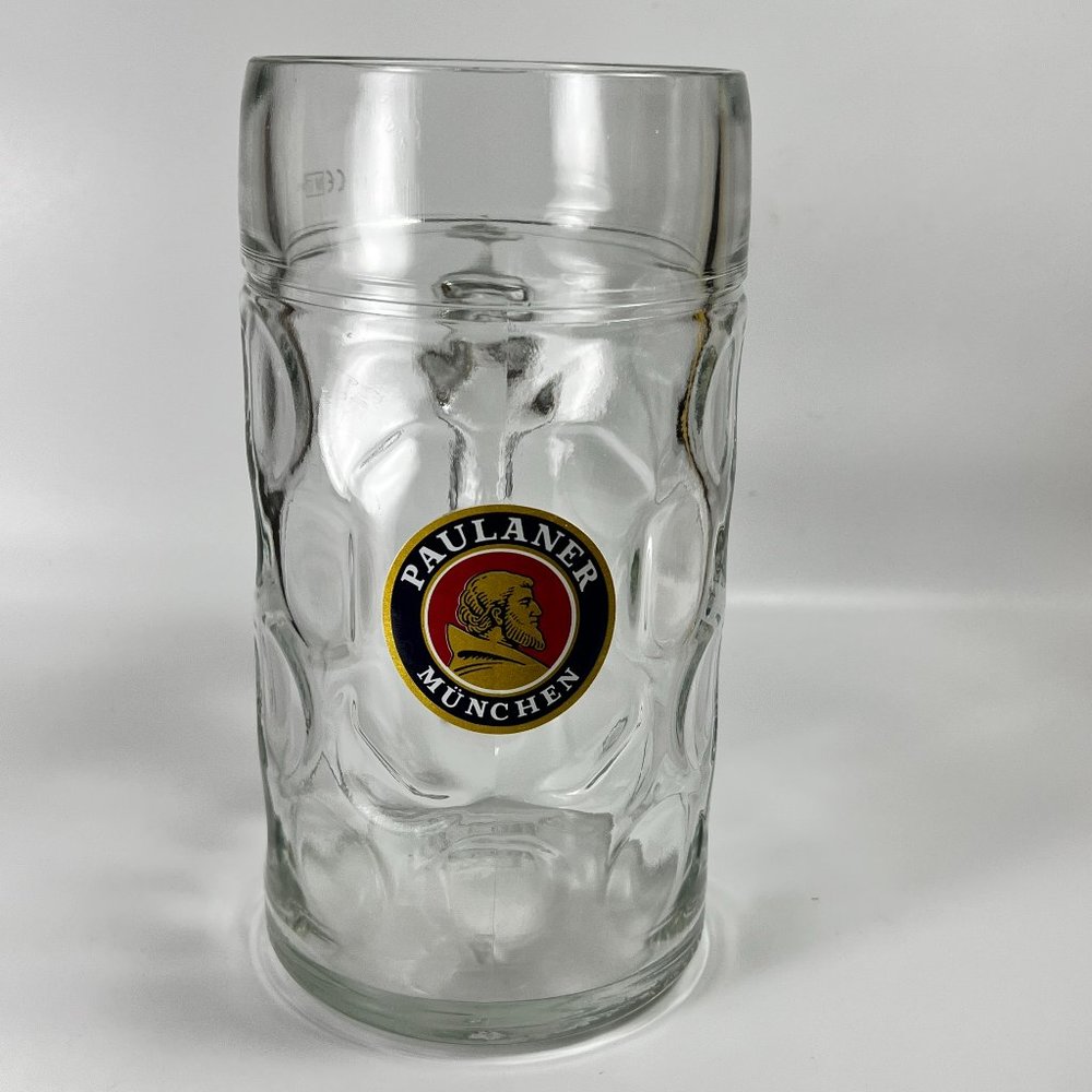 Paulaner Munchen Beer Stein Mug 1 Liter German Dimpled Glass Rastal Oktoberfest